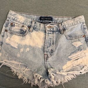 Aeropostale Women's Frayed Light Blue Jean Shorts